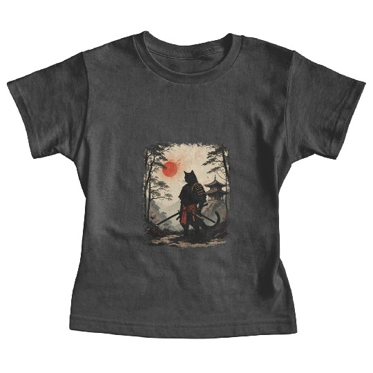 Samurai Cat Warrior Baby Tees Design