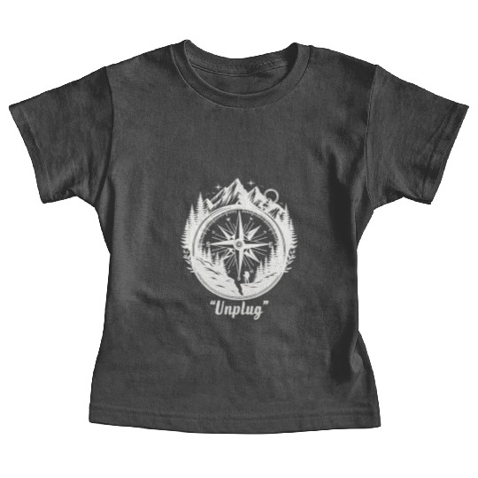 Compass Mountains Hiker, Unplug Nature Adventure Baby Tees