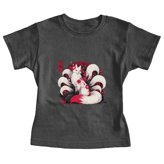 Kitsune Fox Red spider lily Flowers Japanese Nine Baby Tees