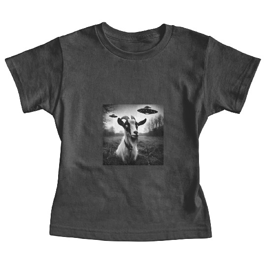 Goat buck, billy, does Funny Selfie with UFOs Weir Baby Tees