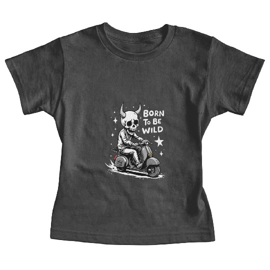 Born to Be Wild - Skull Devil on Scooter Baby Tees