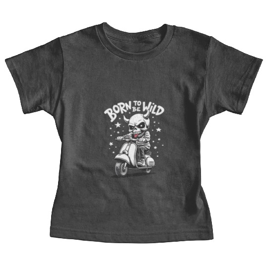 Born to Be Wild - Skull Devil on Scooter Baby Tees