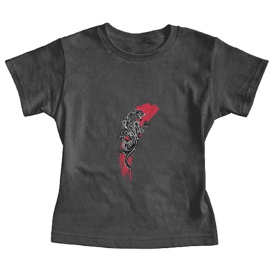 Tribal Panther with Red Brush Stroke Baby Tees