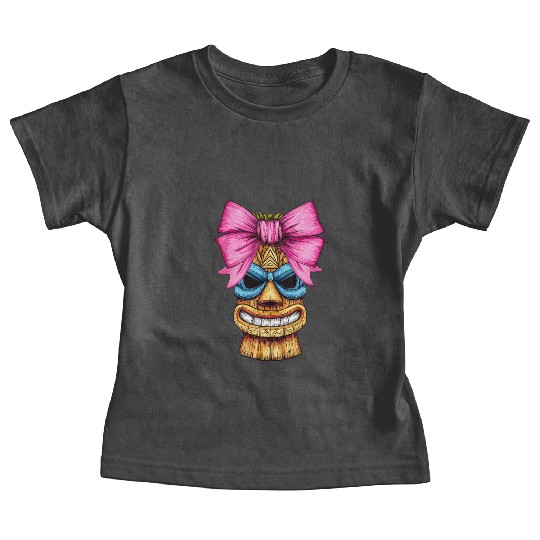 Coquette Bow Tiki Luau Hawaiian Hawaii Tiki Mask Baby Tees