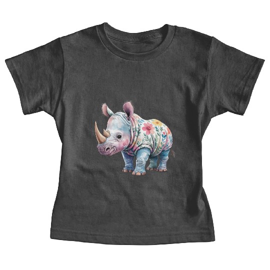 Floral Fantasy Rhino Baby Tees