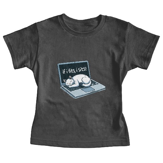Laptop Cat Nap - If I Fits, I Sits! Baby Tees