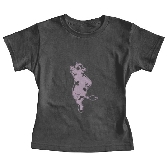 Elegant Cow Model Silhouette Farm Baby Tees