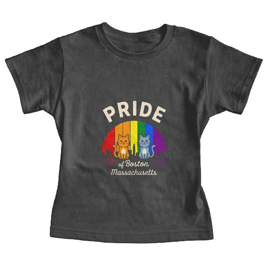 Pride of Boston City Massachusetts USA Rainbow Fla Baby Tees
