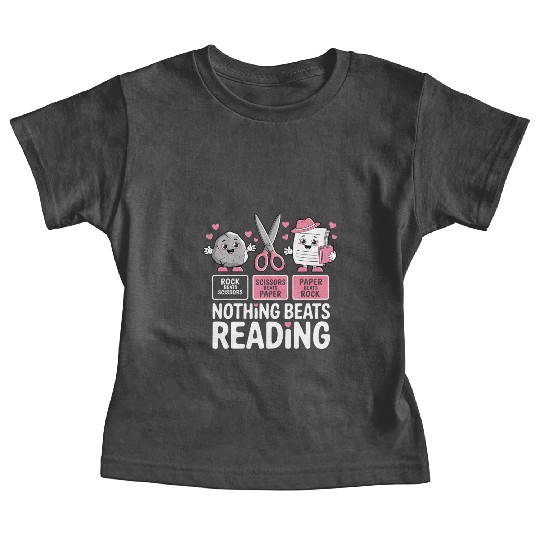 Rock Paper Scissors Nothing Beats Reading Baby Tees