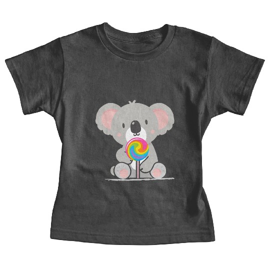 Cute koala with a colorful lollipop Baby Tees