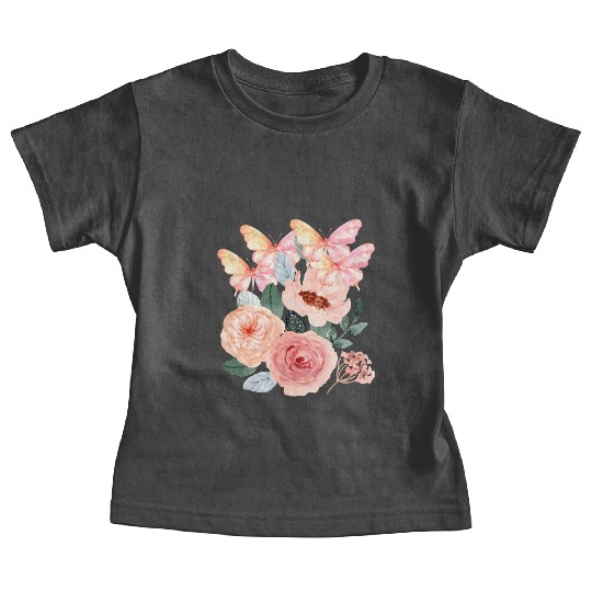 Graphic floral butterflies Baby Tees
