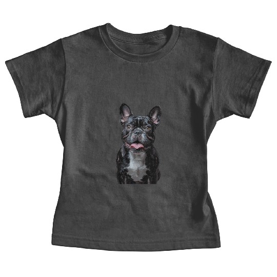 Charming French Bulldog Portrait Capturing Joyful Baby Tees