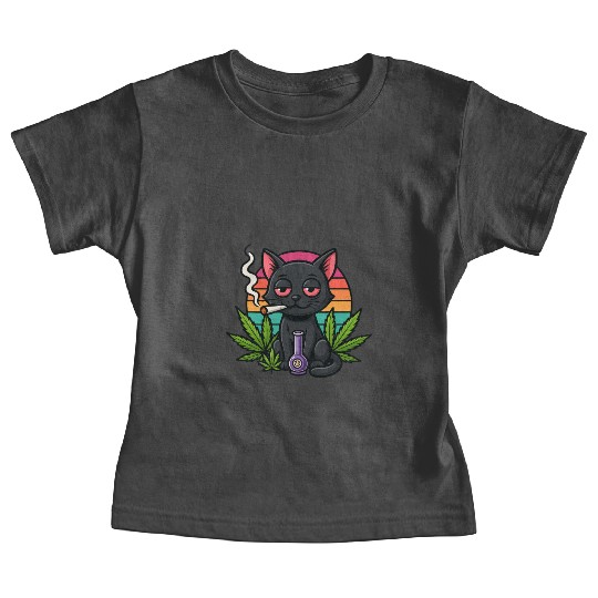 Cute Cat Smoking Weed Baby Tees