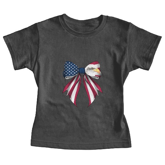 Coquette Bow Bald Eagle Bird US Flag Patriotic Baby Tees