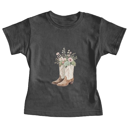 Boho Bloom Boots: Wildflower Cowgirl Style Baby Tees
