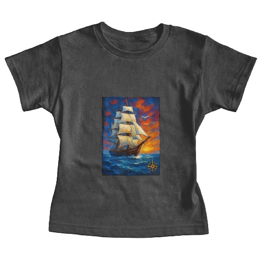 Acrylic Style Ship Art Painting Baby Tees