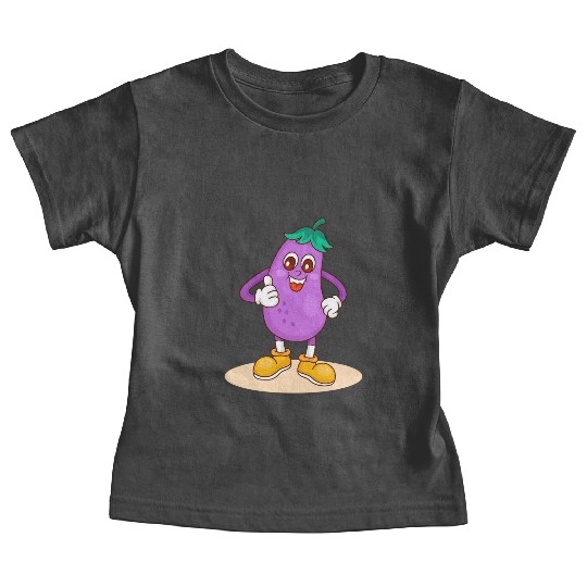 Animated Eggplant Character Design Baby Tees