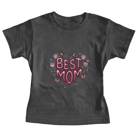 Trendy Best Mom Ever, Mother's Day Heart Floral Baby Tees
