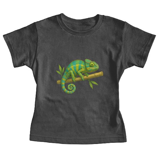 Colorful Chameleon on Bamboo Branch Baby Tees