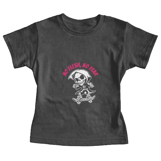 NO FLESH NO FEAR Skeleton Skateboard Gothic Street Baby Tees