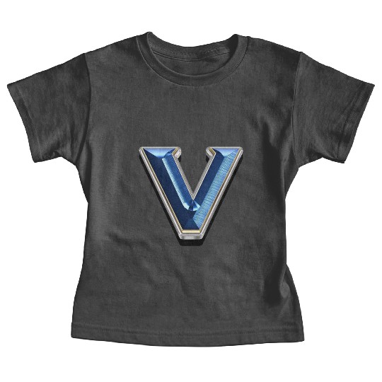 V - Letter in metallic blue Baby Tees