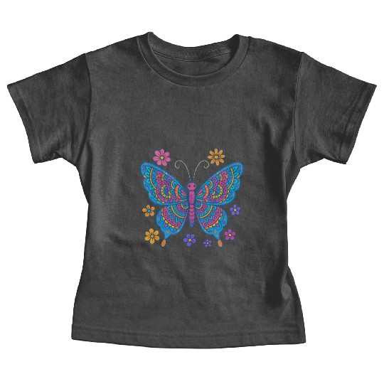 Mandala Butterfly – Colorful Boho Style for Girls Baby Tees