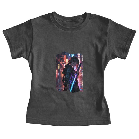 Cyberpunk Samurai Girl Baby Tees