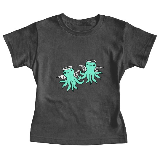 2 octopus angel team two friends wings halo flying Baby Tees