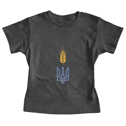 Ukraine Trident Wheat Symbol Ukrainian Heritage Baby Tees