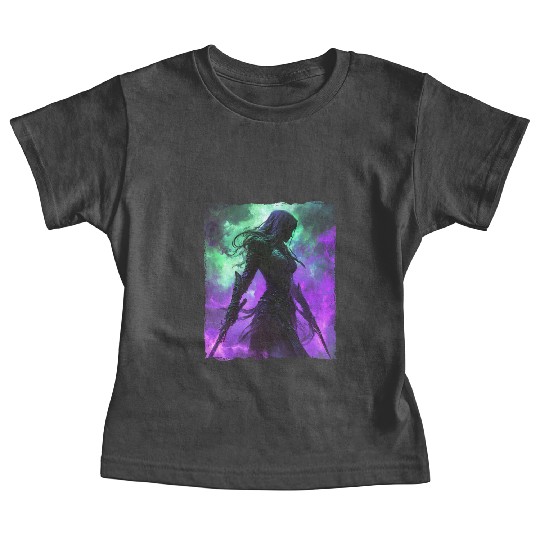 Mystical Assassin Woman In Violet Fog Fantasy Baby Tees
