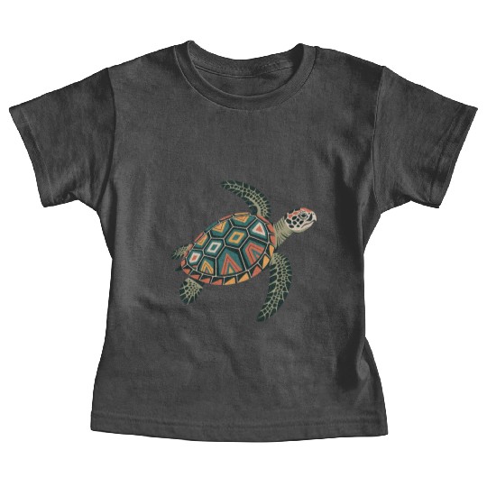 Sea Turtle Geometric Pattern Shell Baby Tees