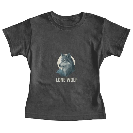 Lone Wolf – Geometric Wolf Head under Moon Wildern Baby Tees
