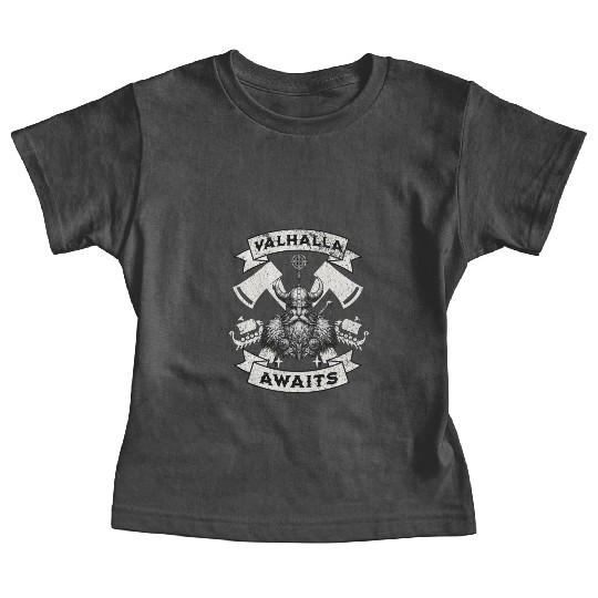 Valhalla Awaits - Viking Warrior Design Baby Tees