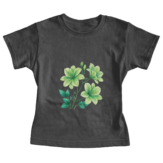 Green Lilies Floral Design Baby Tees
