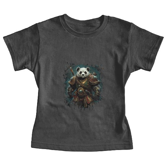 Panda Hero In Gold Armor Against Fantasy Backdrop Baby Tees