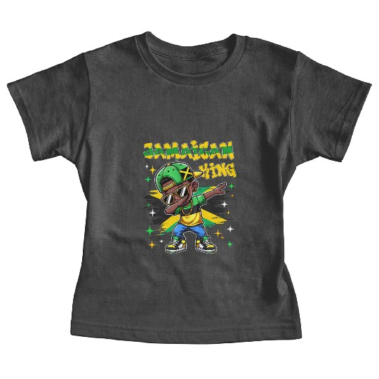 Jamaican King dabbing Jamaica Flag Pride for Kids Baby Tees