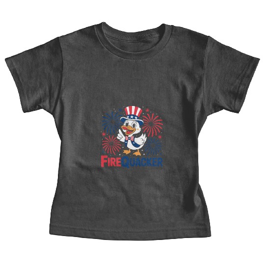 Womens Duck Firequacker Patriotic Fourth of July I Baby Tees