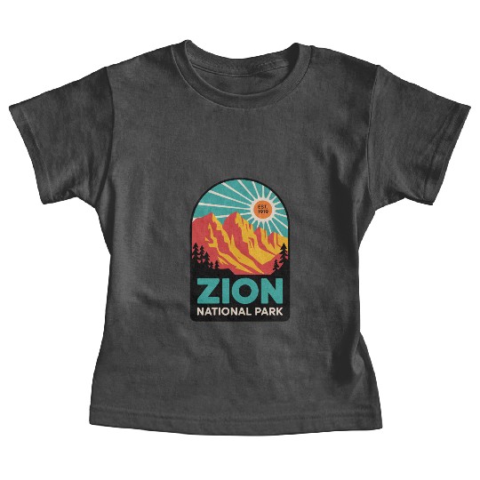 Zion National Park Retro Sunset Art Baby Tees