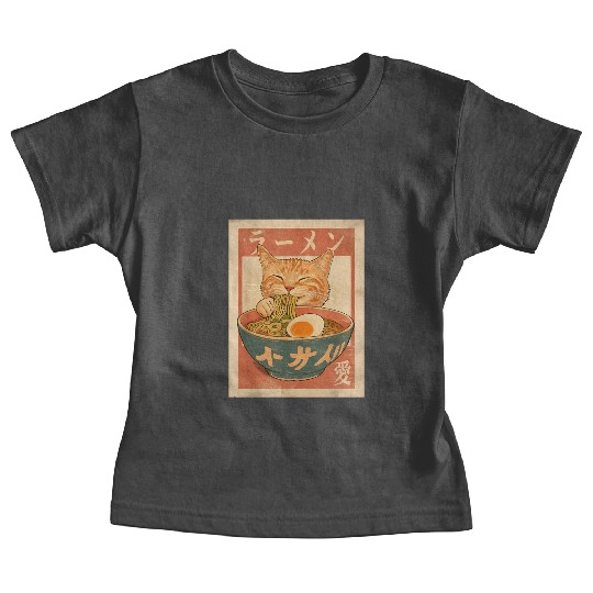 Cat Ramen Funny Japanese Vintage Baby Tees