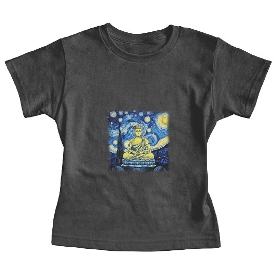 Starry Night Buddha Zen Art Inspired by Van Gogh Baby Tees