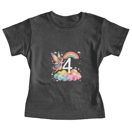 Magical Rainbow Fairy Elf 4th Birthday Girl Baby Tees