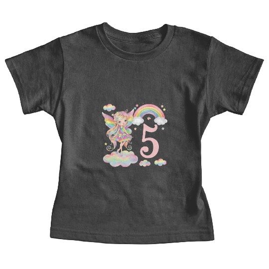 Magical Rainbow Fairy Elf 5th Birthday Girl Baby Tees