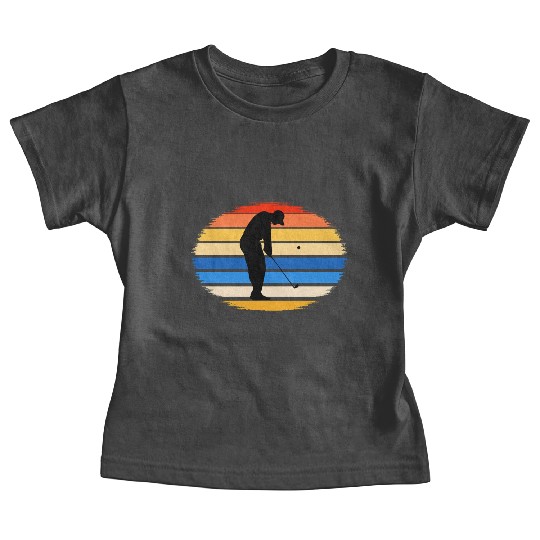Retro Style Golf Player Silhouette Golf Lover Baby Tees