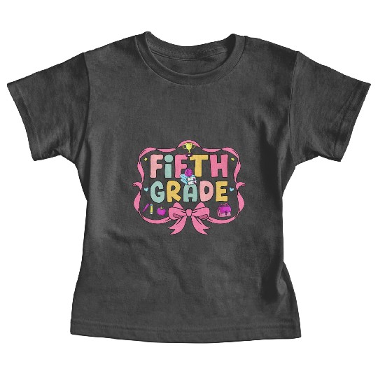 Preppy Back To School 5th Grade Coquette Bow Girls Baby Tees