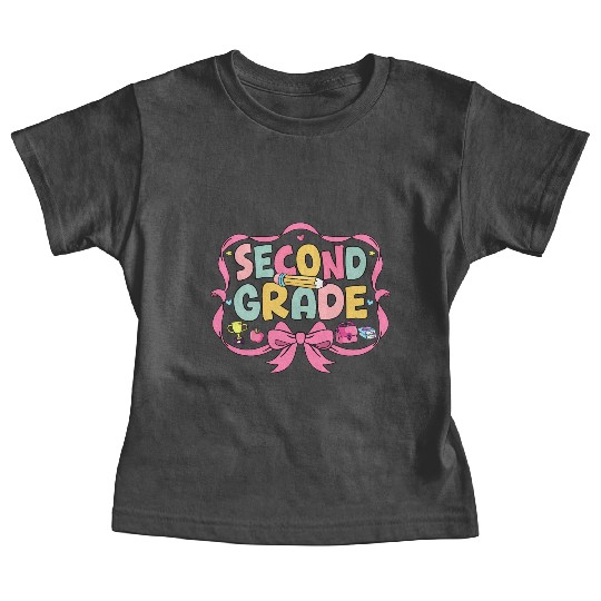 Preppy Back To School Second Grade Coquette Bow Baby Tees