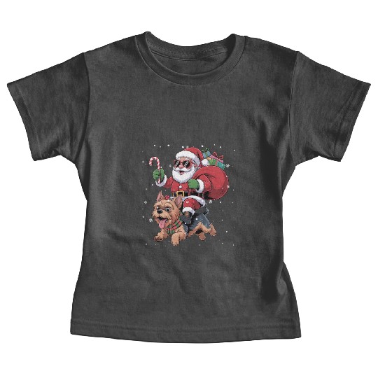 Santa Claus Yorkie Dog Christmas In July Baby Tees