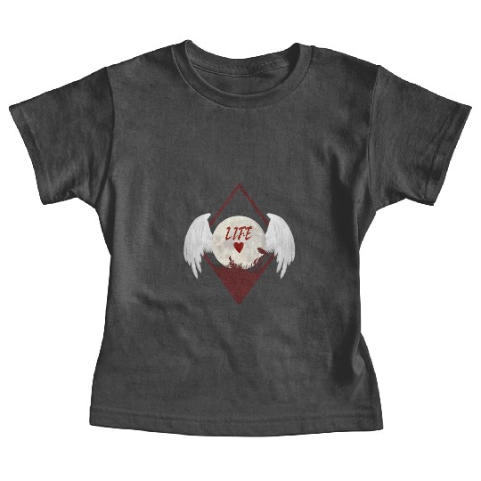 Moonlit Heart with Angel Wings (LIFE) Baby Tees