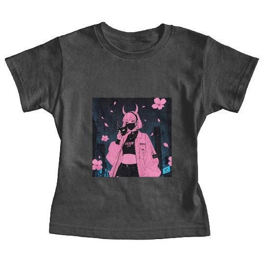 Neon Sakura Night Streetwear Design Baby Tees