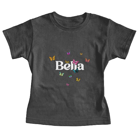 BELLA - beautiful girl name with cute butterflies Baby Tees