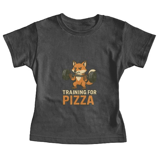 Funny Gym Baby Tees Training for Pizza Workout Fox